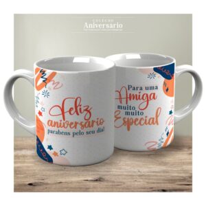 Caneca Aniversário Amiga (frase)