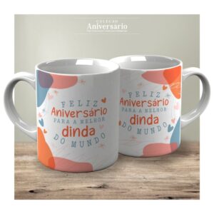 Caneca Aniversário Dinda(frase)