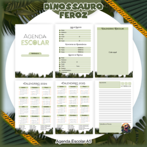 Agenda Escolar Personalizada - Dinossauro Feroz 2025/2026